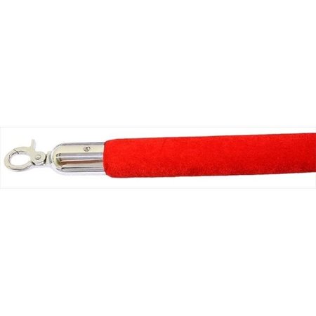 VIC CROWD CONTROL INC VIP Crowd Control 1651 72 in. Velour Rope with Mirror Closable Hook - Red 1651